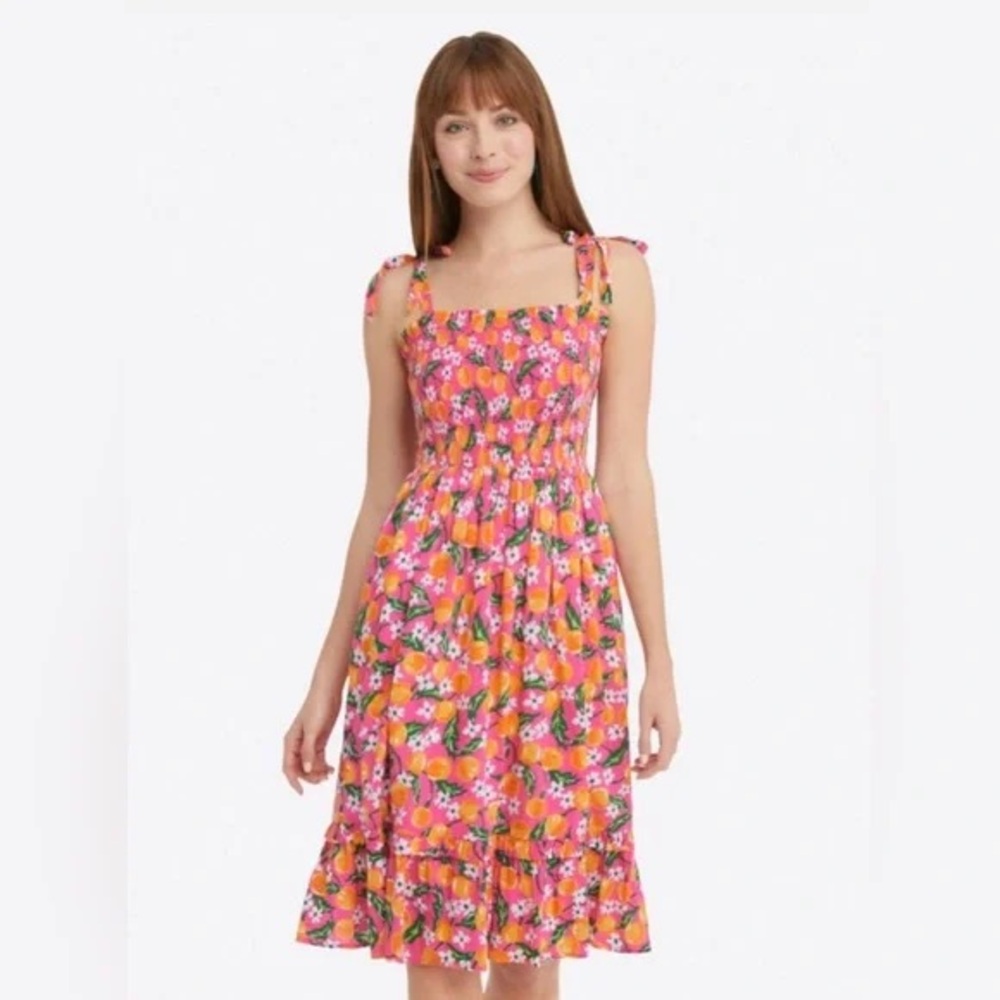 Draper James Taylor Smocked Dress Orange Blossom Pink XS